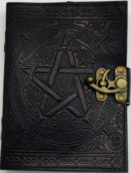 Black Pentagram leather w/ latch (image for) Black Pentagram leather w/ latch