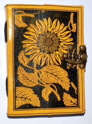 Sunflower leather blank book w/ latch (image for) Sunflower leather blank book w/ latch