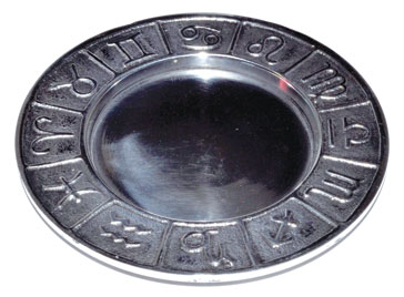 4 3/4" Zodiac Pillar holder/ Smudge plate (image for) 4 3/4" Zodiac Pillar holder/ Smudge plate