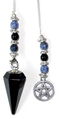 6-sided Black Obsicdian Pentagram pendulum (image for) 6-sided Black Obsicdian Pentagram pendulum