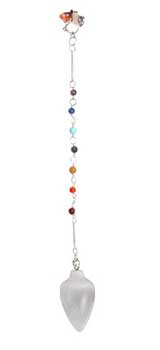 Selenite 7 Chakra pendulum (image for) Selenite 7 Chakra pendulum