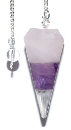 6-sided Amethyst & Rose Quartz pendulum (image for) 6-sided Amethyst & Rose Quartz pendulum