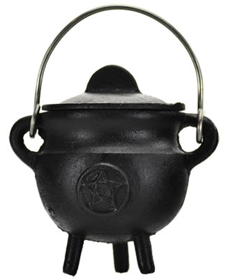 Pentagram Cast Iron Cauldron w/ Lid 2 3/4" (image for) Pentagram Cast Iron Cauldron w/ Lid 2 3/4"