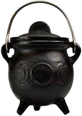 3" Triple Moon cauldron w/ lid (image for) 3" Triple Moon cauldron w/ lid