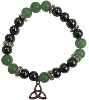 8mm Aventurine/ Hematite Triquetra (image for) 8mm Aventurine/ Hematite Triquetra