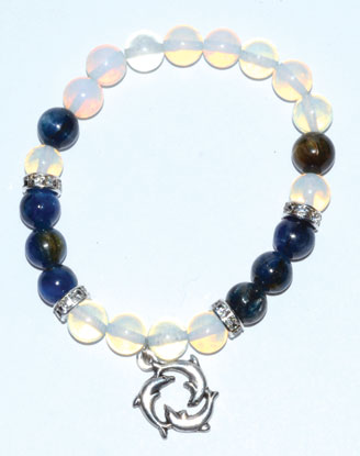 8mm Opalite/ Kyanite with Dolphins (image for) 8mm Opalite/ Kyanite with Dolphins