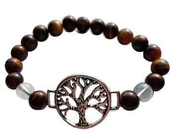 8mm Tiger Eye/ Quartz with Tree of Life (image for) 8mm Tiger Eye/ Quartz with Tree of Life