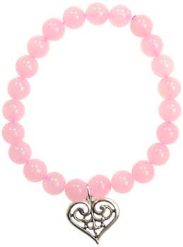 Rose Quartz Love Scroll Heart silver (image for) Rose Quartz Love Scroll Heart silver