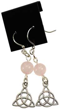 Rose Quartz Triquetra earrings (image for) Rose Quartz Triquetra earrings