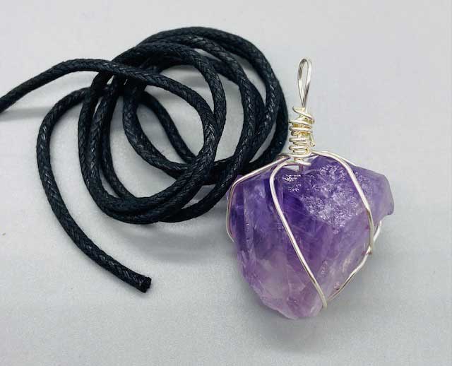 Amethyst wire wrapped pendant (image for) Amethyst wire wrapped pendant