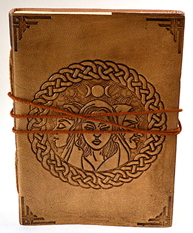 5" x 7" Triple Goddess leather blank book w/cord (image for) 5" x 7" Triple Goddess leather blank book w/cord