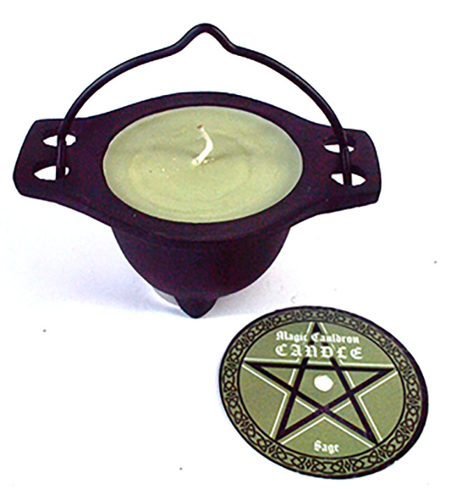 Sage candle in cauldron (image for) Sage candle in cauldron