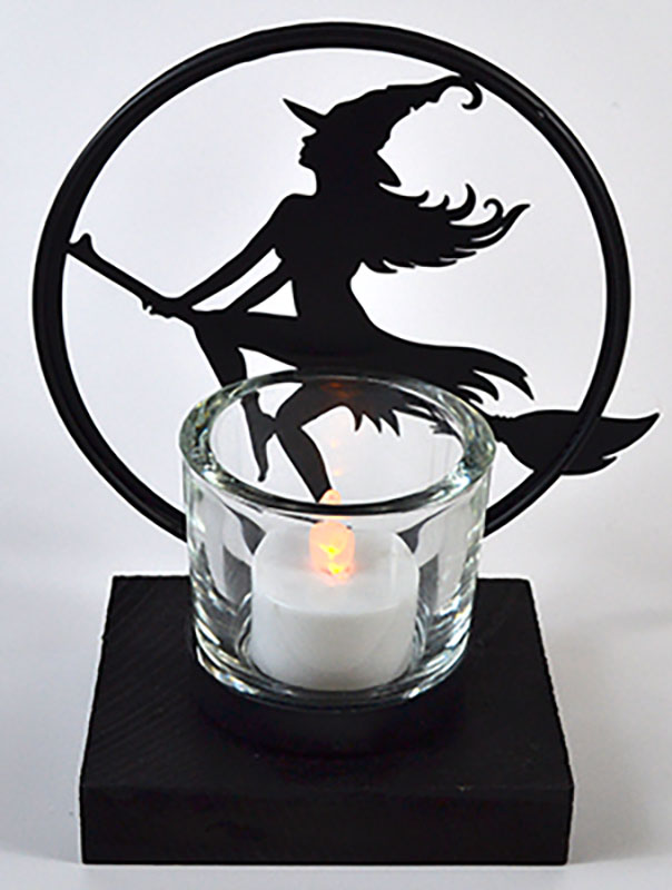 6" Witch by Moonlight tealight holder (image for) 6" Witch by Moonlight tealight holder