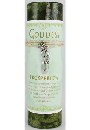 Prosperity Pillar Candle with Goddess Necklace (image for) Prosperity Pillar Candle with Goddess Necklace