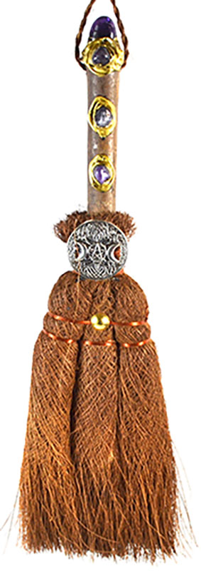 12" Triple Moon Crystal broom (image for) 12" Triple Moon Crystal broom