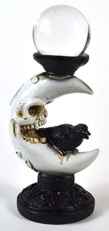50mm Clear gazing ball with Crescent Moon & Crow (image for) 50mm Clear gazing ball with Crescent Moon & Crow