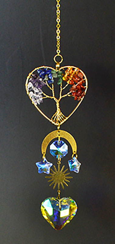 13 1/2" 7 Chakra Heart sun catcher (image for) 13 1/2" 7 Chakra Heart sun catcher
