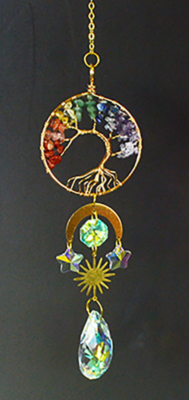 15" 7 Chakra Tree of Life sun catcher (image for) 15" 7 Chakra Tree of Life sun catcher