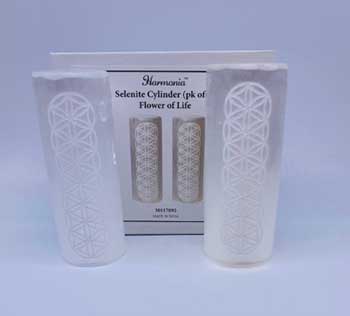 Flower of Life Selenite harmonizer (set of 2) (image for) Flower of Life Selenite harmonizer (set of 2)