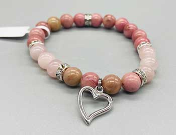 8mm Rhodonite/ Rose Quartz with Heart (image for) 8mm Rhodonite/ Rose Quartz with Heart
