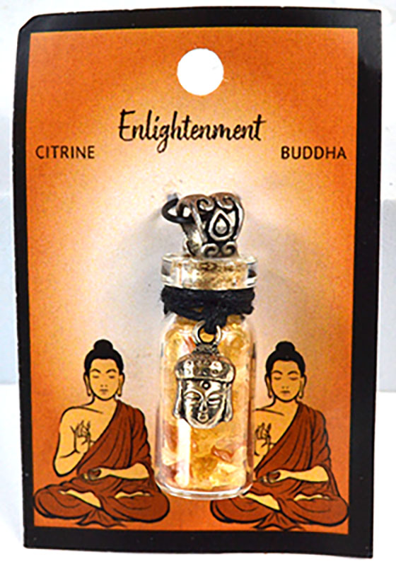 Citrine Chips in Bottle with Buddha necklace (image for) Citrine Chips in Bottle with Buddha necklace