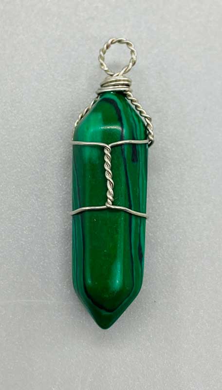 (set of 5) wire wrapped Malachite (Synthetic) point (image for) (set of 5) wire wrapped Malachite (Synthetic) point