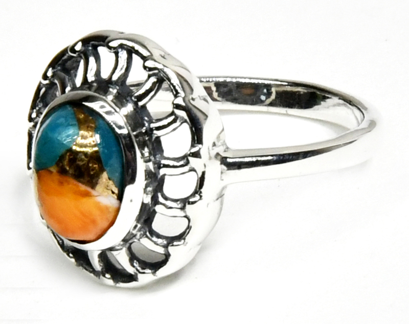 size 8 Turquoise Spiney Oyster ring (image for) size 8 Turquoise Spiney Oyster ring