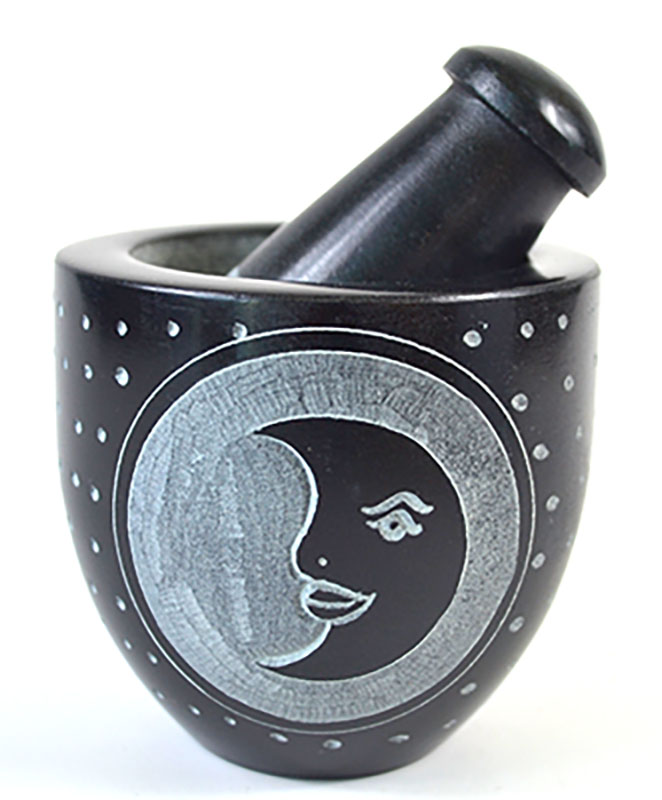 2 3/4" Moon Soapstone mortar & pestle set (image for) 2 3/4" Moon Soapstone mortar & pestle set