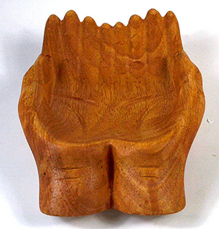 7" wood Hand offering bowl (image for) 7" wood Hand offering bowl